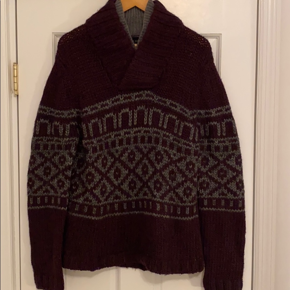 Rag and Bone shawl sweater Medium. Maroon and grey